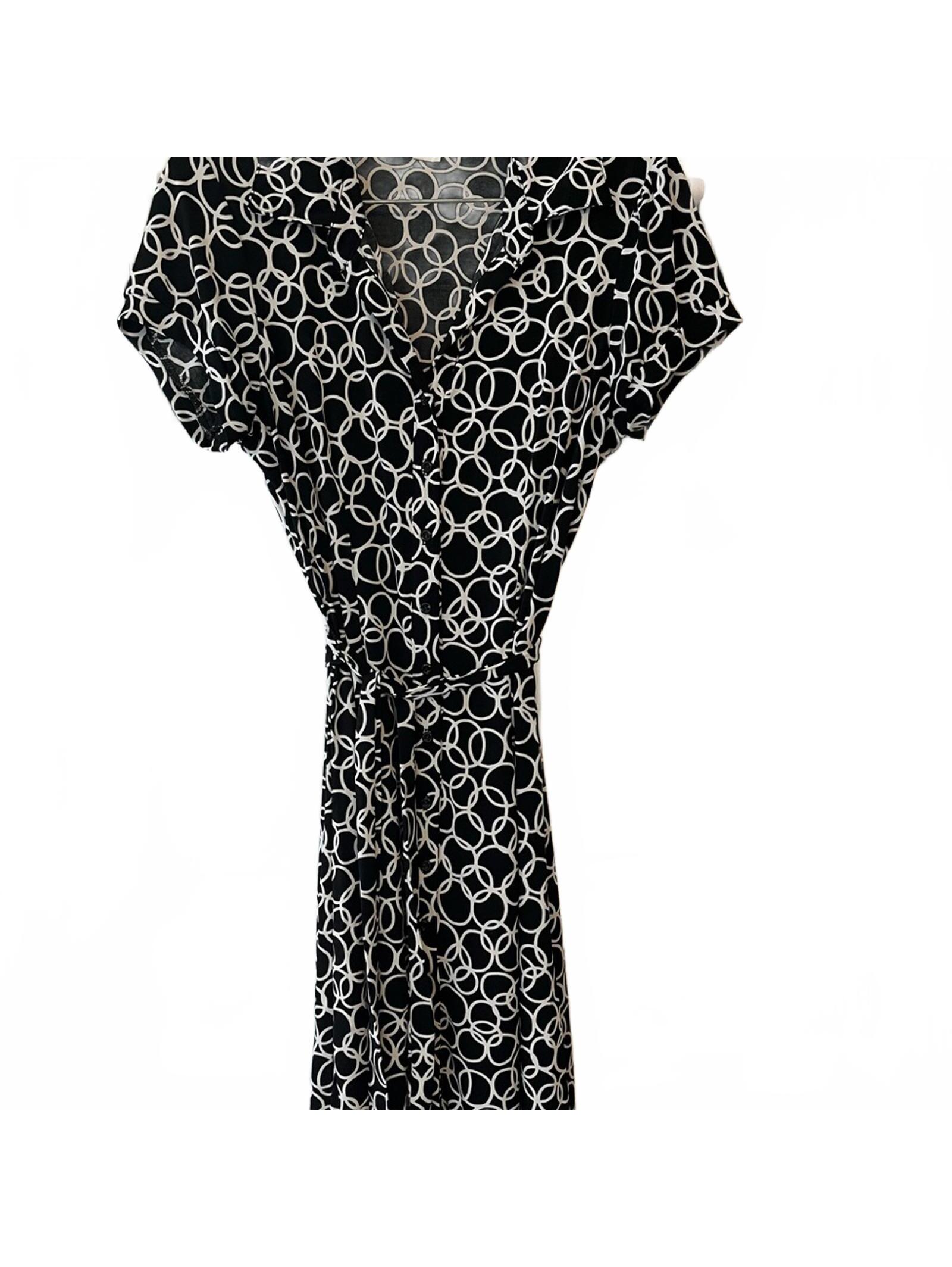 Geoffrey Beene Black & White Wrap Midi Dress Classic Polished Style